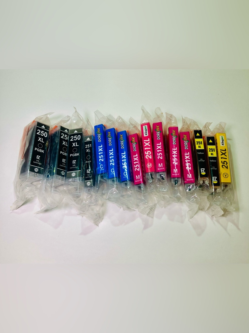 This is a Lot of 15 Sealed Canon Compatible PGI-250XL CLI-251XL from different b